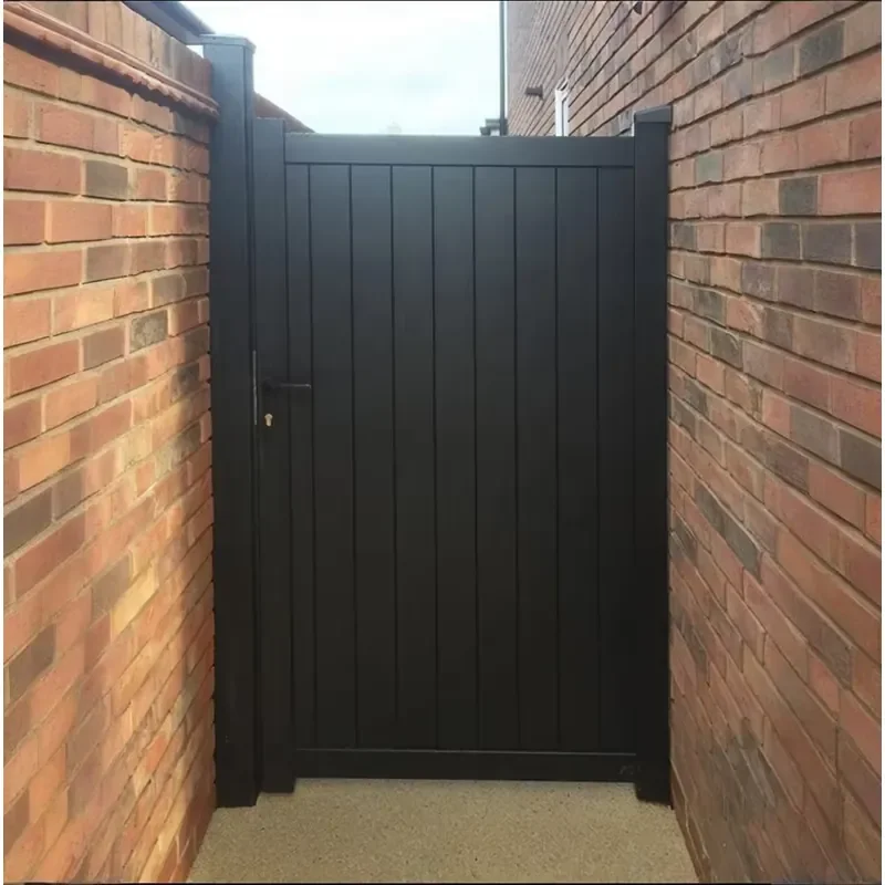 Easy-installed Outdoor Home Front Gate Design DIY Home Door Garden Teak Walnut Wood Composite WPC Fence Gates With Aluminum