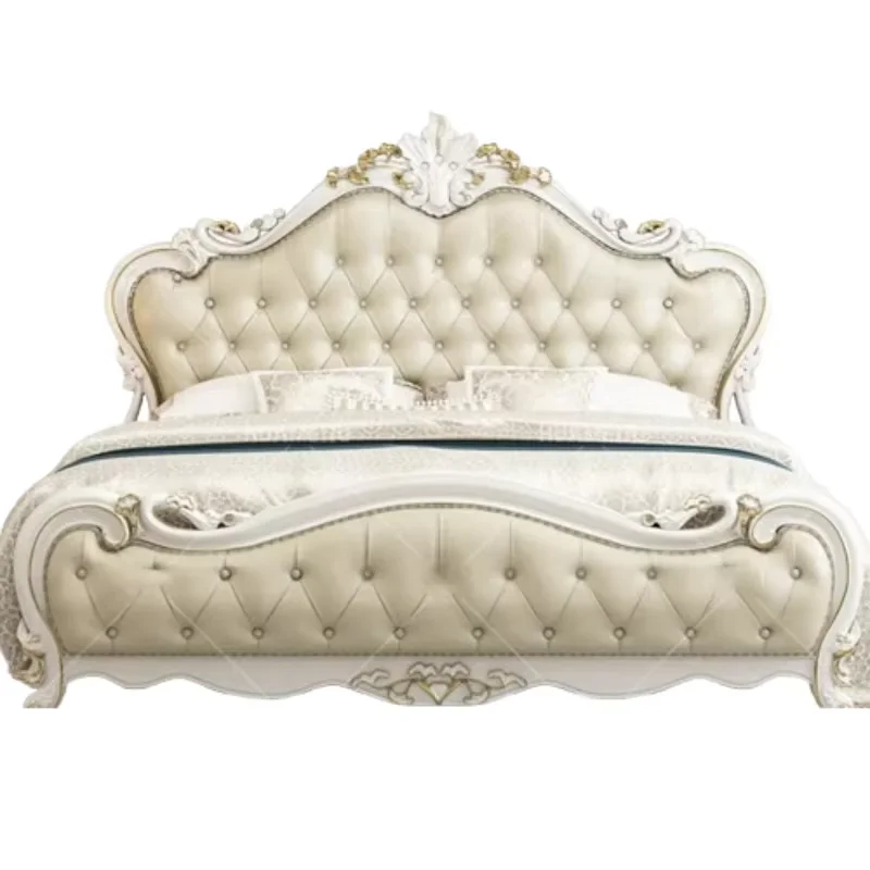 White Wood Double Bed Headboard Custom Drawers Matrimonial Modern King Bed Storage Girls Villa Cama De Casal Bedroom Furniture