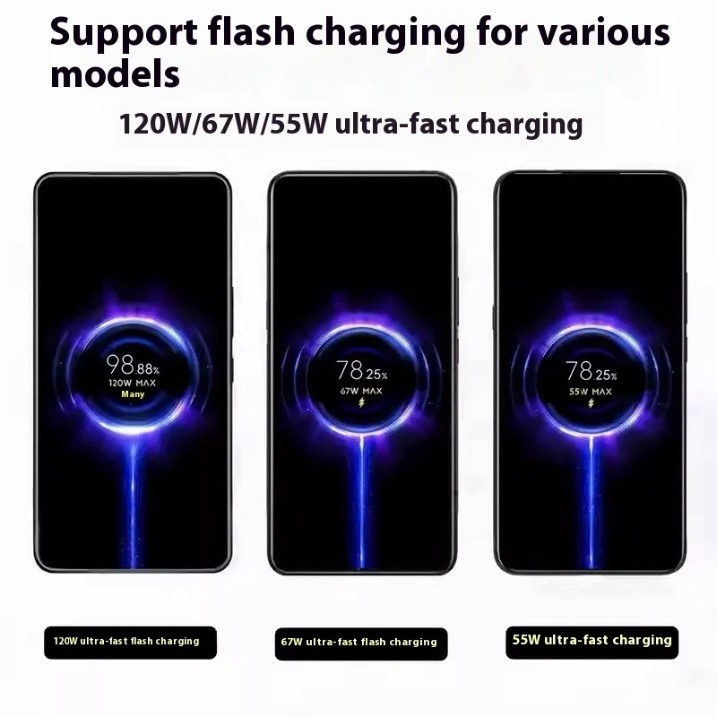 120W Flash Charging Type-C Data Cable Applicable to Xiaomi Redmi Mobile Phones Orange Interface Charging Cable