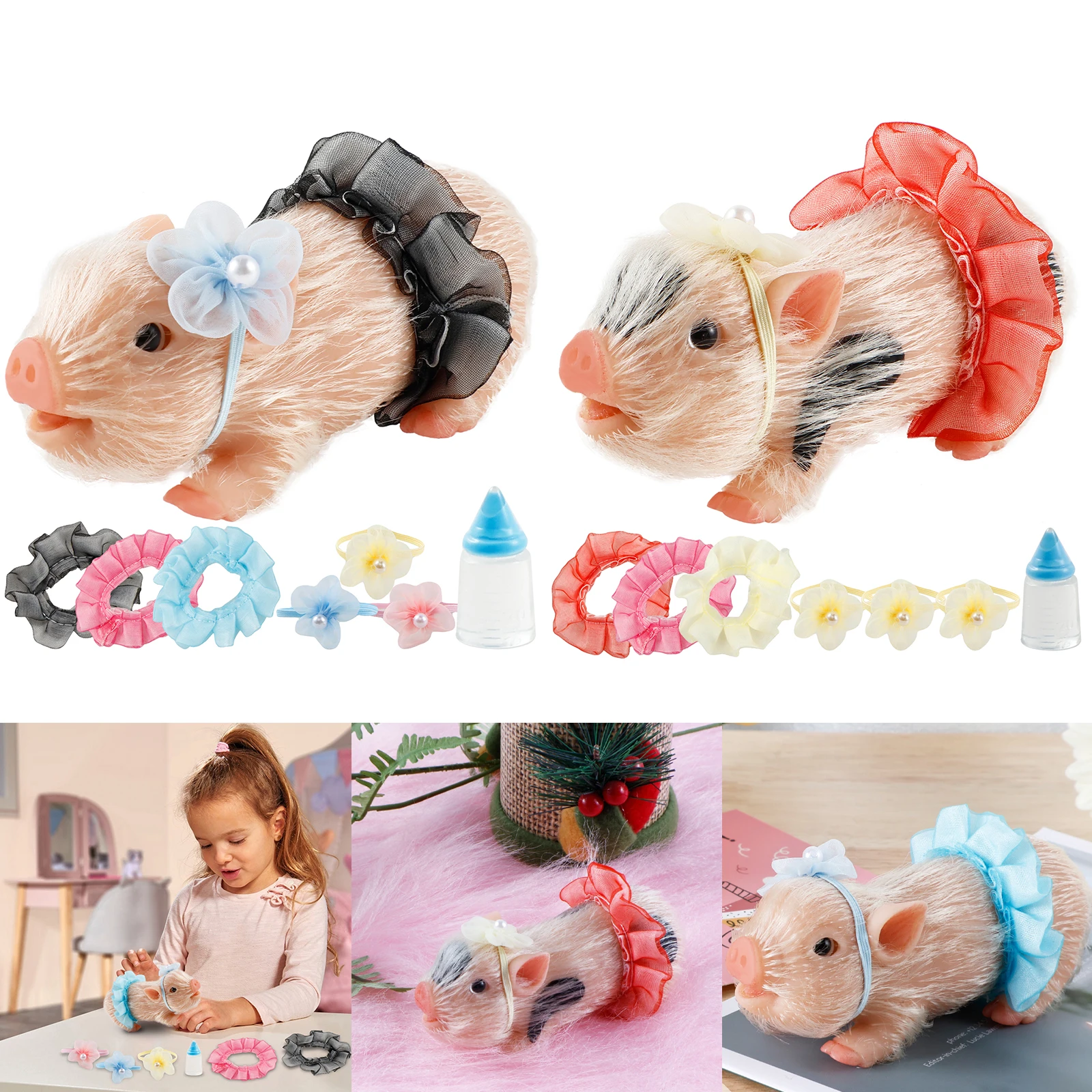 

Миниатюрная силиконовая игрушка-свинья, Реалистичная мягкая силиконовая кукла-свинья, реалистичное животное с одеждой, аксессуары для детей, подарок на день рождения, 5/6 дюймов