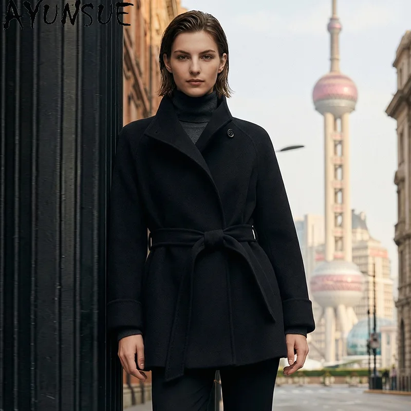 AYUNSUE Women's Double-sided Woolen Overcoat Fashion Commuter Jackets for Woman Autumn Winter Luxury Outerwear Woman Clothes