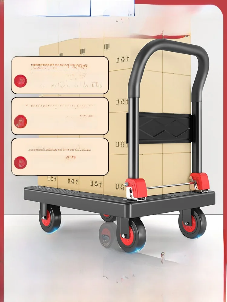 foldable-quiet-wheel-hand-pulled-cart-lightweight-portable-flatbed-cargo-delivery-home-use-utility-vehicle-small-trolley