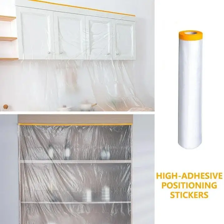 PE Protective Film Disposable Dust Cover Furniture Shielding Masking Tape Plastic Protective Film for Painting Renovation Wall