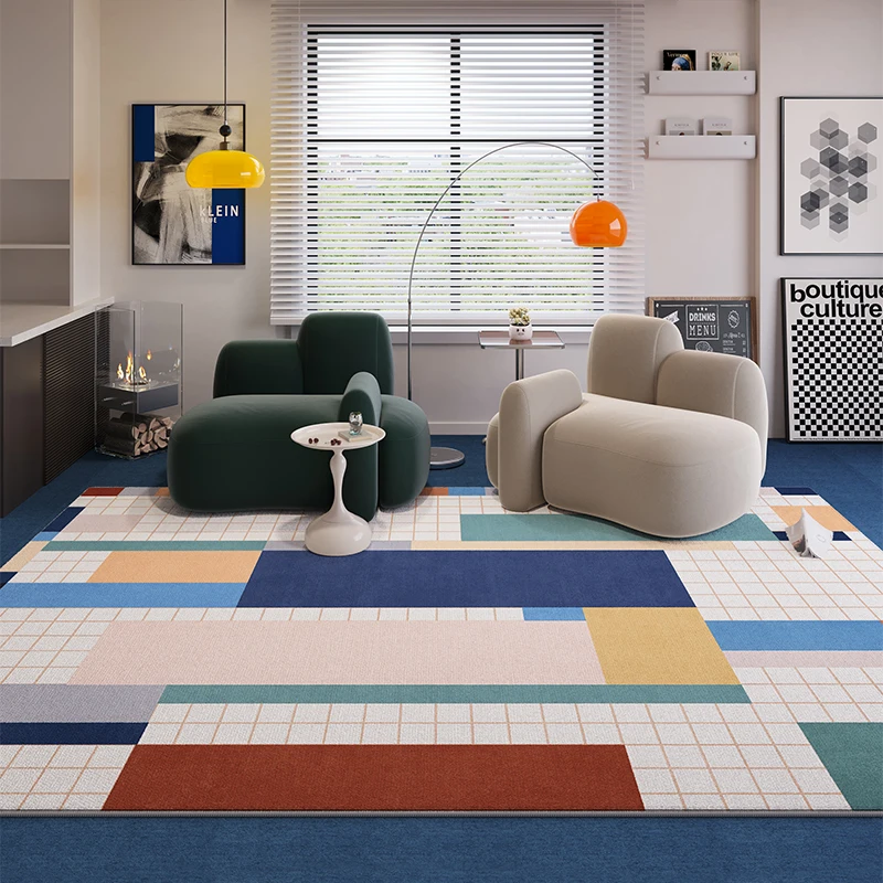 

VIKAMA Living Room Carpet, Blue Striped Premium Floor Mat, Bedroom Sofa, Coffee Table, Fully Covered Large Mat, Home Decoration