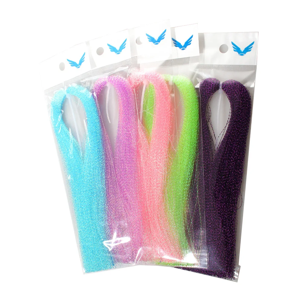 2 Packungen Gedrehtes Flashabou Holographisches Lametta zum Fliegenbinden, Kristallflash für Köderfische, Streamer, Jig-Haken, Material zur Herstellung von Angelködern – Detail 8