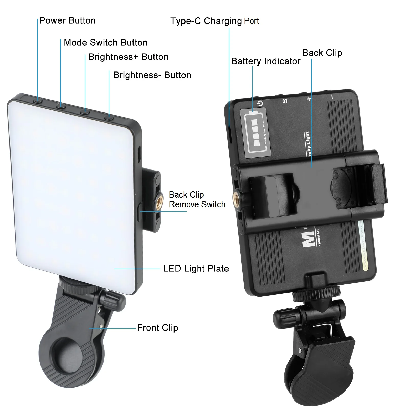 Selfie Light with Clip Phone Fill Light LED Video Light for iPhone Samsung Huawei Mobile Phone iPad Laptop Camera Tiktok Makeup