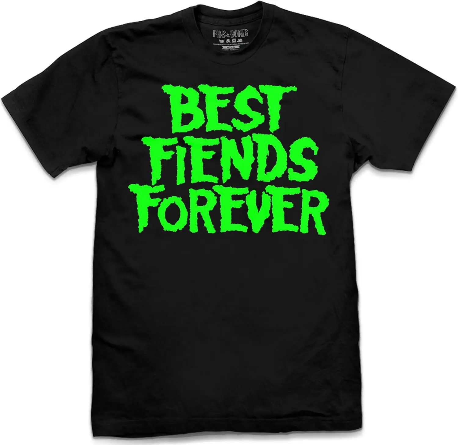 Pins & Bones Best Fiends Forever, Misfit Inspired, Black Cotton T-Shirt