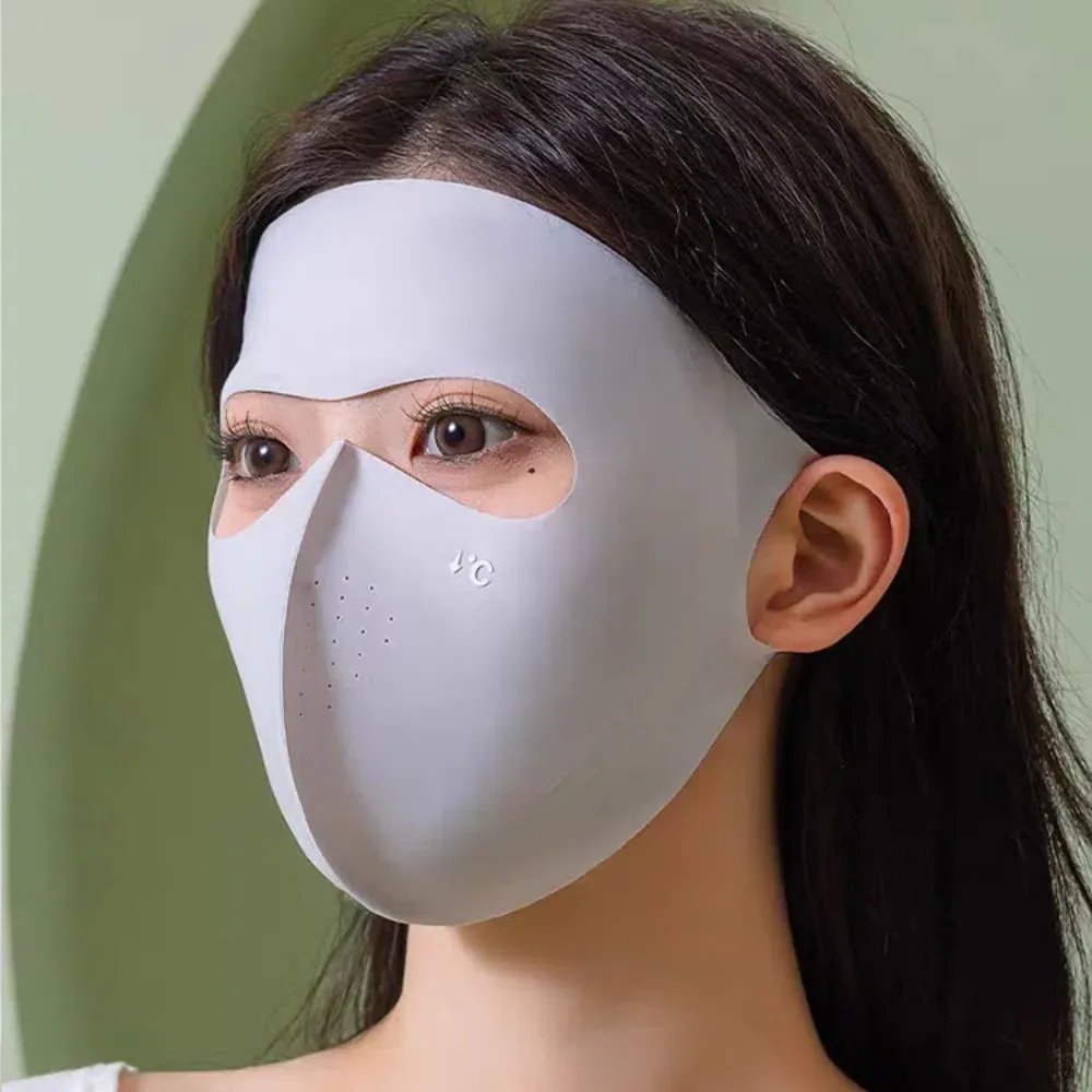 Polyester UPF50+ Sunscreen Mask Traceless Breathable Ice Silk Face Clothing Small Hole Thin UV Protection Mask School