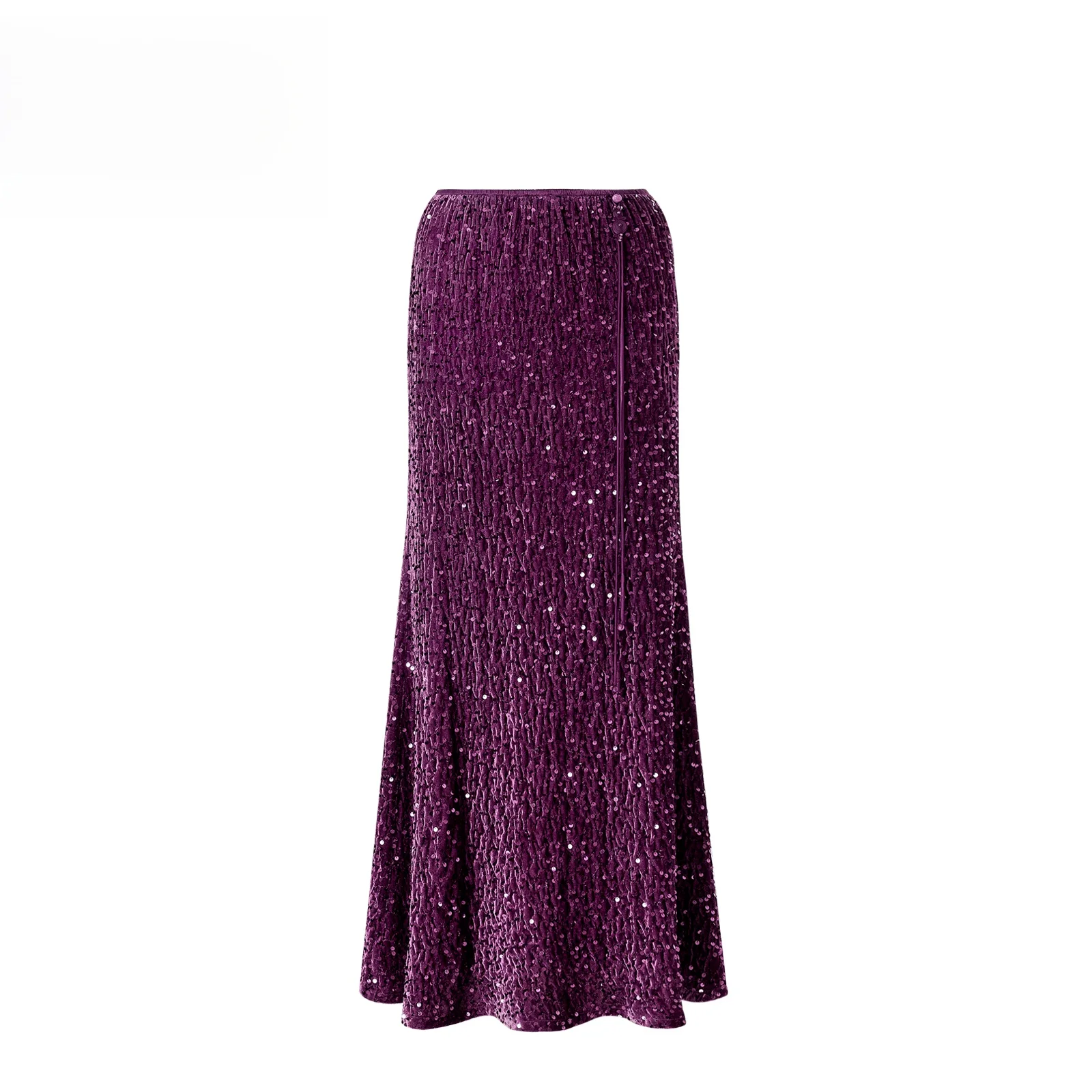 

New Chinese Sle Women's Mid-Length Wraparound Skirt Ele Dra Fi Tail f Skirt High Waist Polyester Fiber