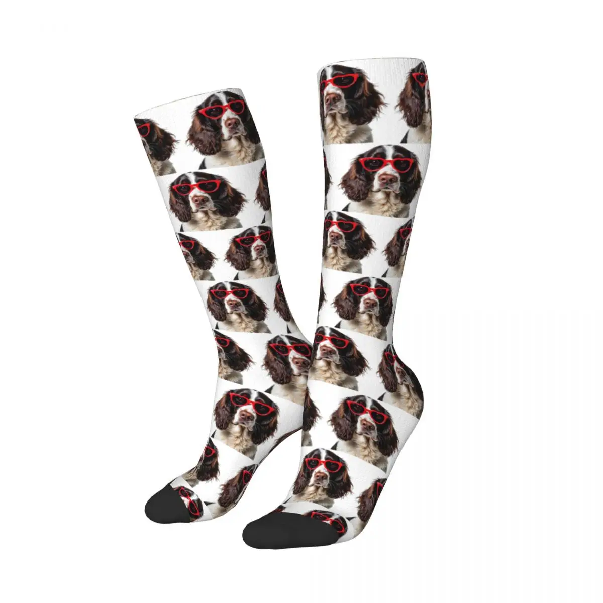 English Springer Spaniel Dog Wearing A Heart Shape Sunglasses Socks Harajuku Stockings All Season Long Socks for Birthday Gifts