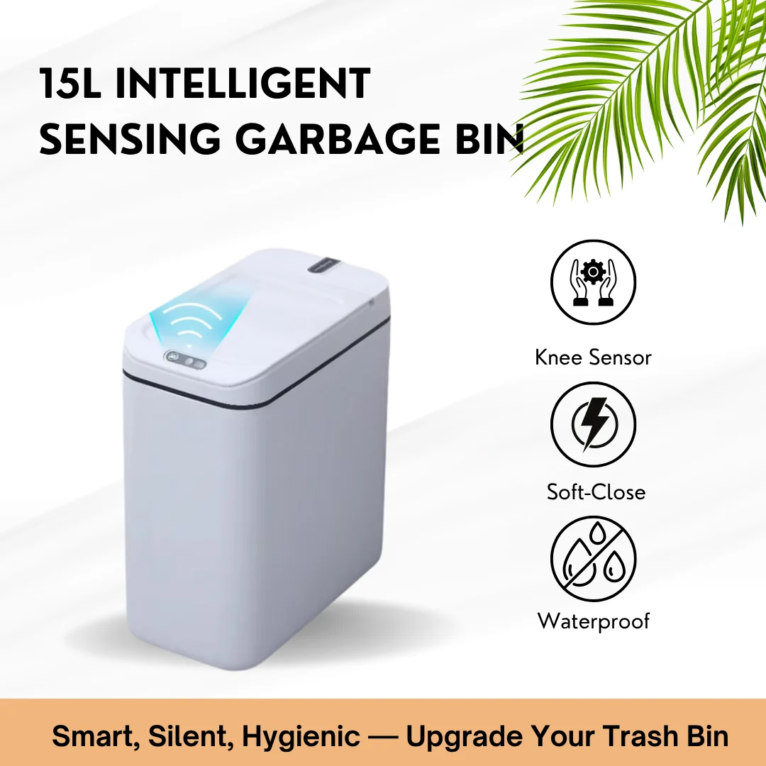Smart Trashbin 15L Recycling Trash Can Automatic Sensor Dustbin Electric Waste Bin Waterproof Wastebasket For Kitchen Bathroom
