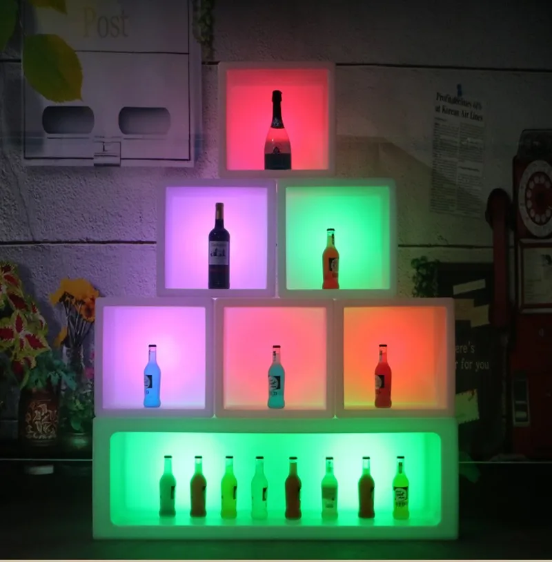LED Luminous Rechargeable Display Case Bar cabinet Colorful Waterproof Plastic Beer Champagne Bucket Ice Cube Storage Container
