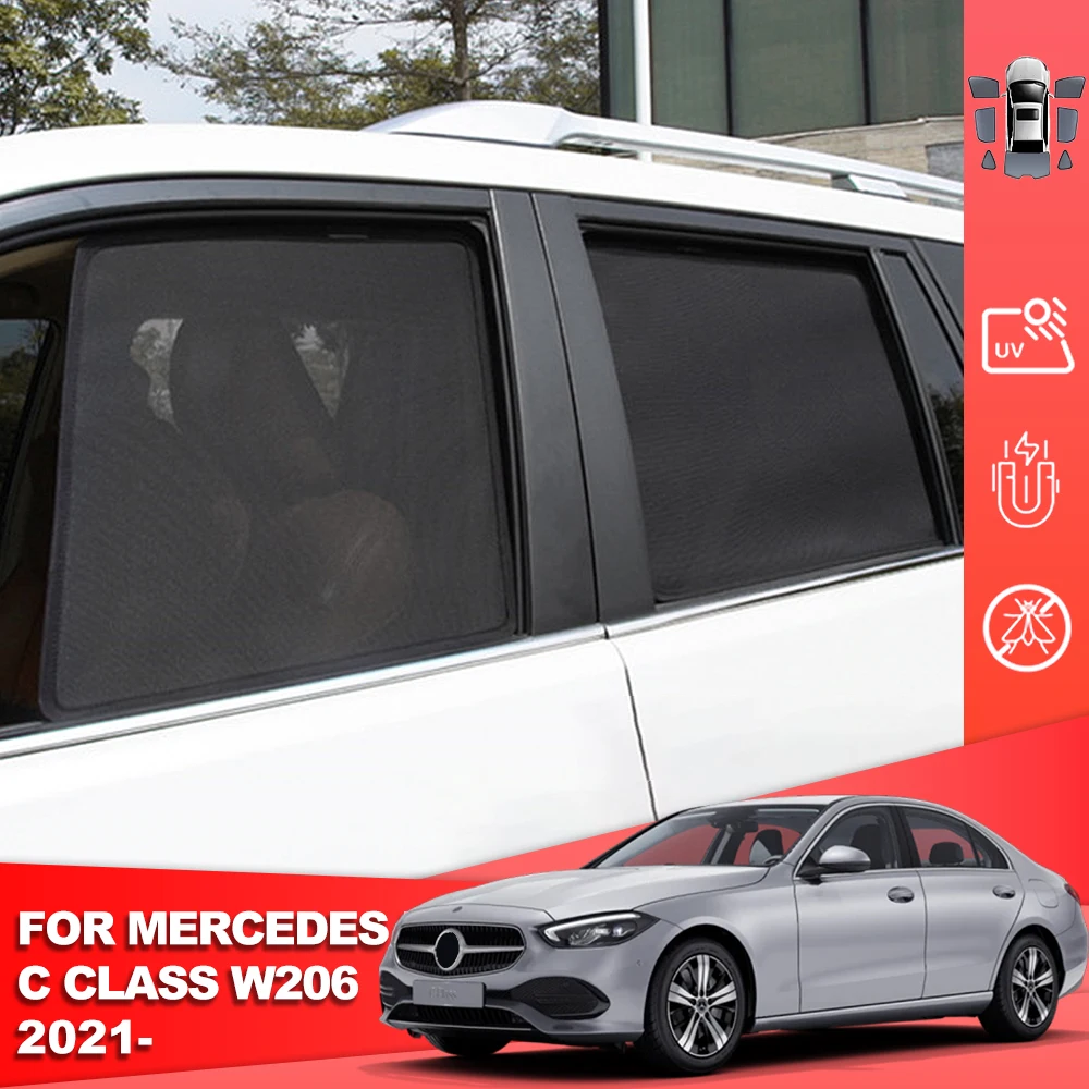 For Mercedes Benz C Class W206 2022 2023 2024 Magnetic Car Sunshade Front Windshield Curtain Rear Side Baby Window Sun Shade