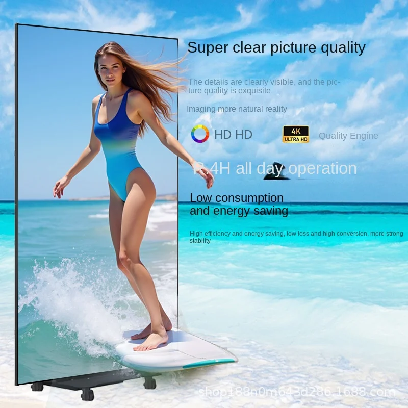 Indoor Vertical Three-Folding Poster Advertising Screen Movable Electronic Double-sided LED Screen 4K Resolution HDR Support