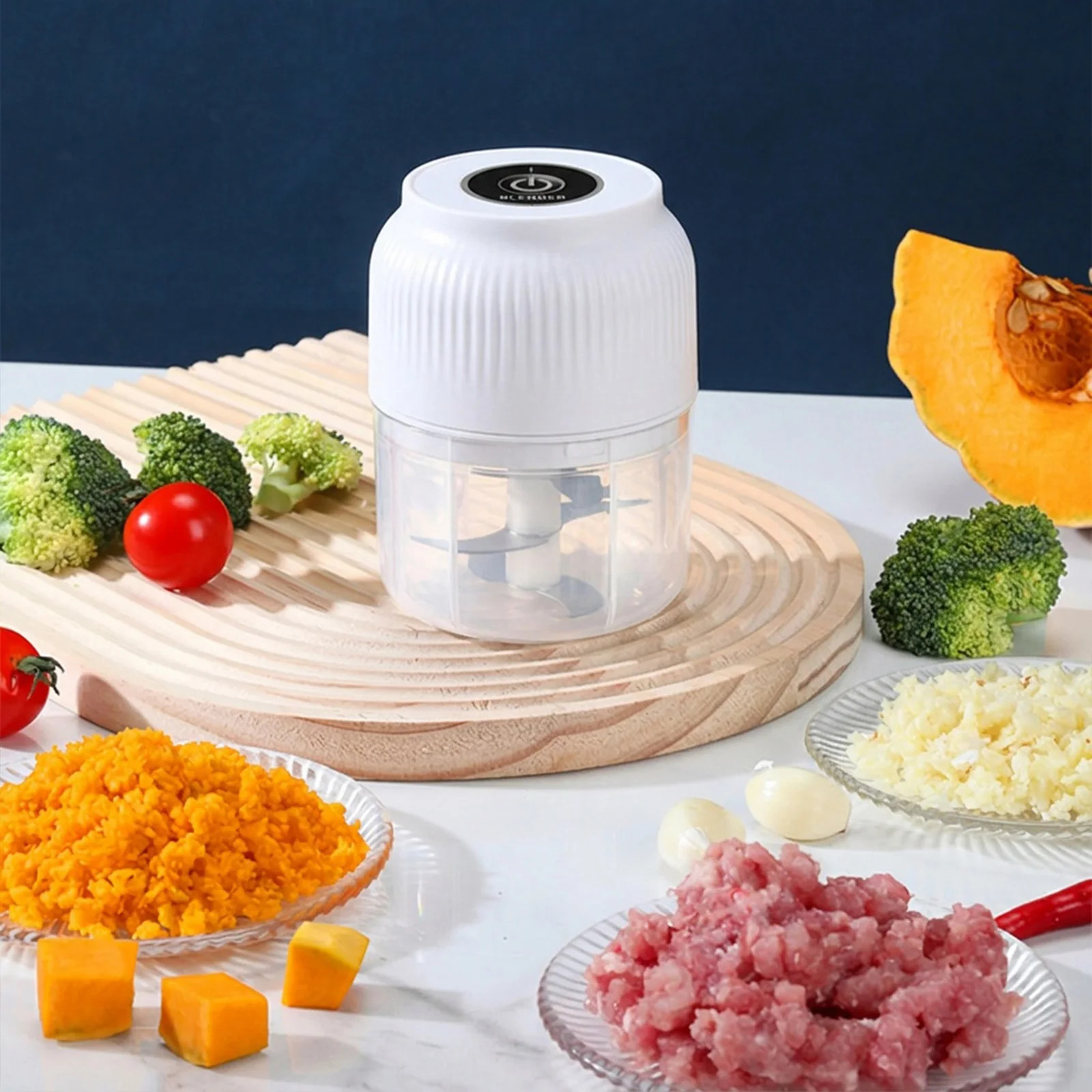 Electric Food Processor 300ML Portable Cordless Mini Vegetable Chopper Blender Rechargeable for Onion Ginger Chili Baby Food