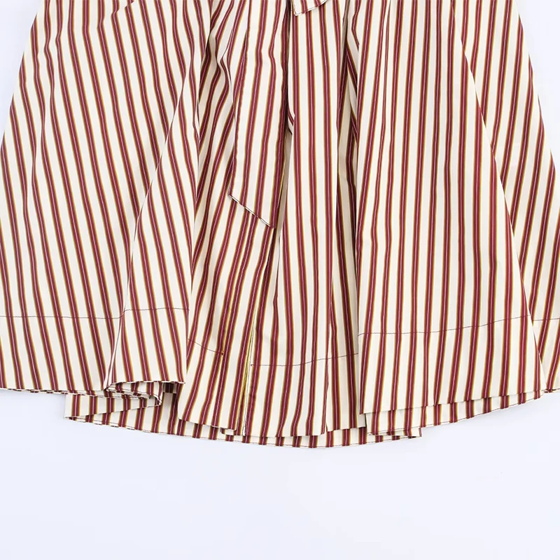 YENKYE 여성용 프론트 버튼 스트라이프 셔츠 드레스 벨트가있는 긴 소매 a 라인 미디 가을 드레스 Office Casual Vestidos