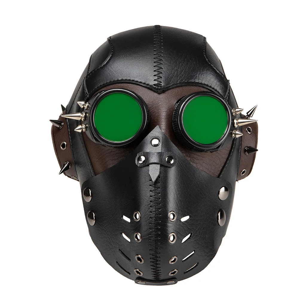 Halloween stage show props creative plague doctor mask hood black, adult cosplay costume accessories