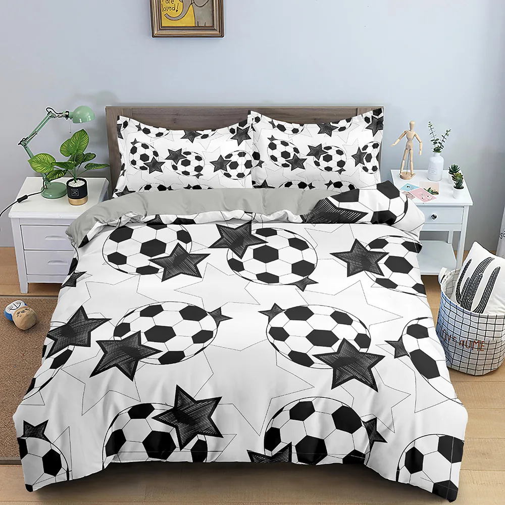 Imagem -05 - Futebol Duvet Cover Conjunto Futebol Bedding Conjunto para Boy Teen Microfibra Sports Theme Comforter Cover Futebol Ball Pattern Quilt Cover