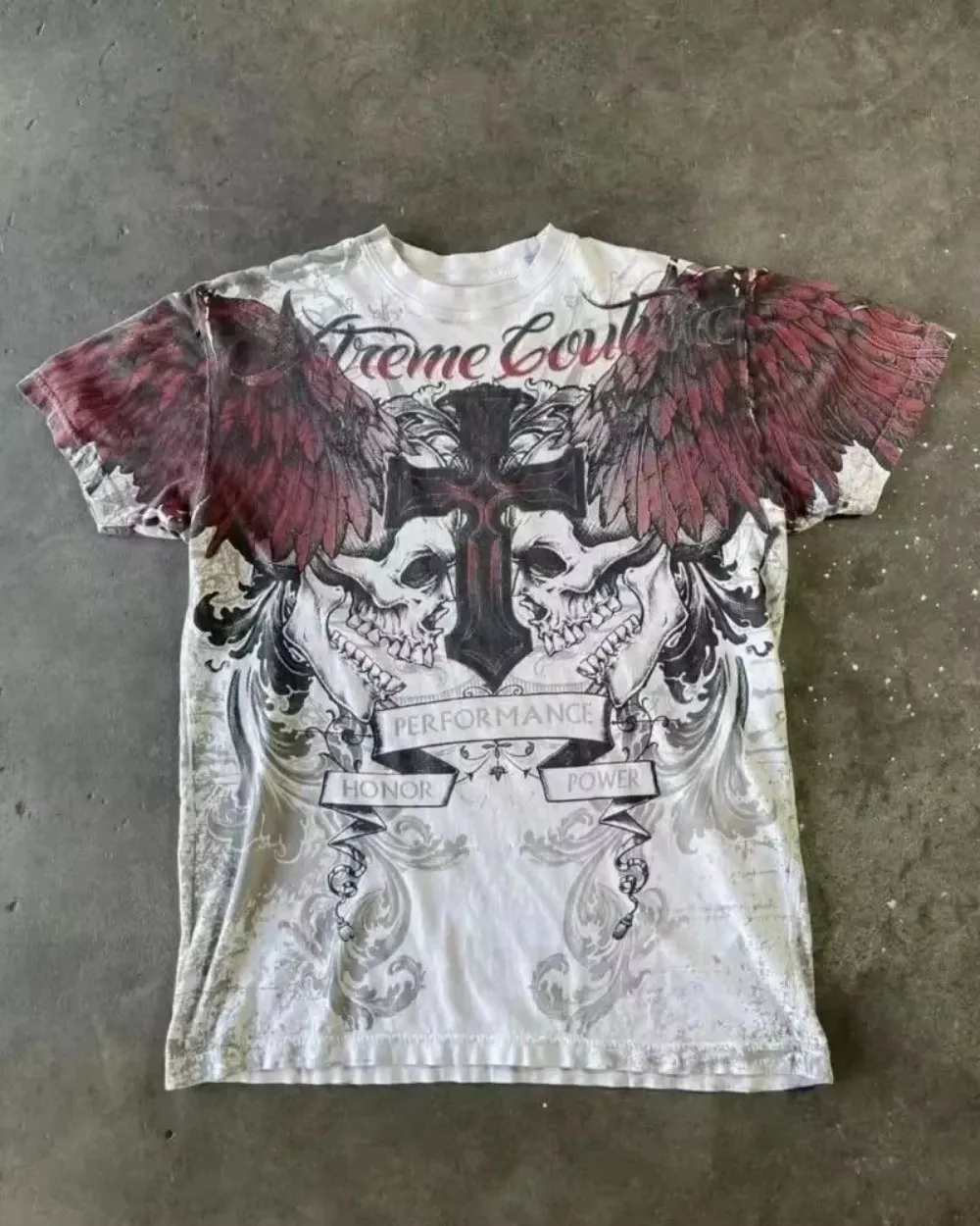 Family Matching T‑Shirt Gothic Angel Wing Cross Print Parent‑Child Short‑Sleeve O‑Neck Punk Streetwear Summer Tees