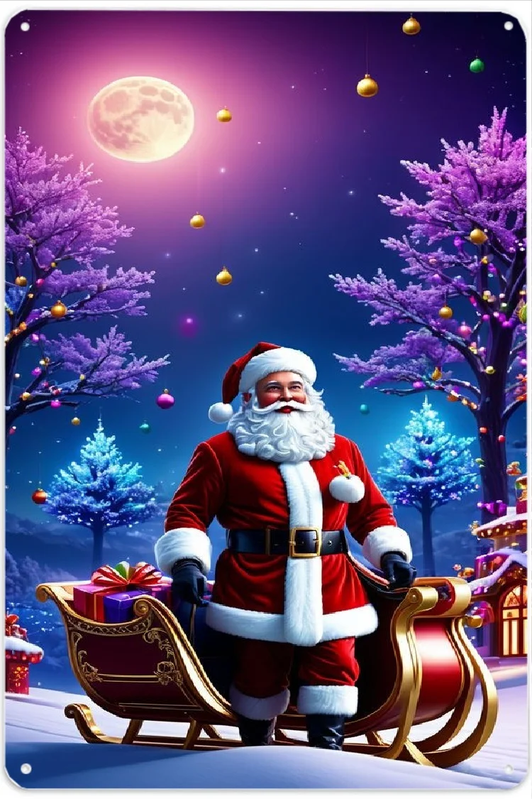 3D flat, Christmas and Christmas Eve metal wall decoration - simple Santa Claus latte art is suitable for home decoration 13