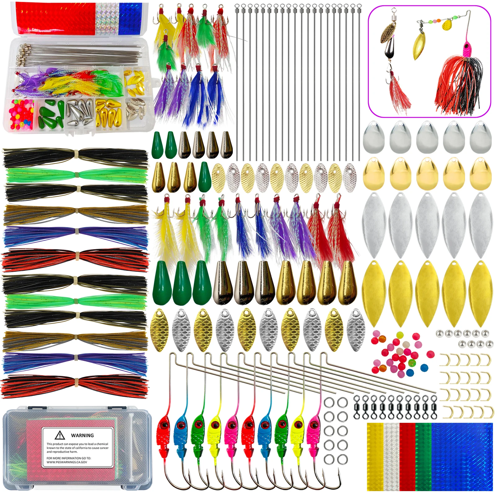 

FREE FISHER 288pcs/Lot Spinnerbaits Material DIY Kit,Fishing Metal Sequins,Buzzbaits Rubber Skirts,Bass/Carp Fishing Accessories