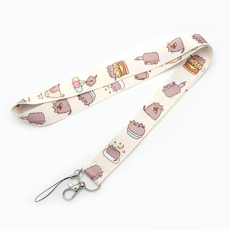 Pusheen Students Lanyard Polyester Material Cartoon Anime Figures Fat Cat Card Holder Phone Rope Accessories Keychain Decoration