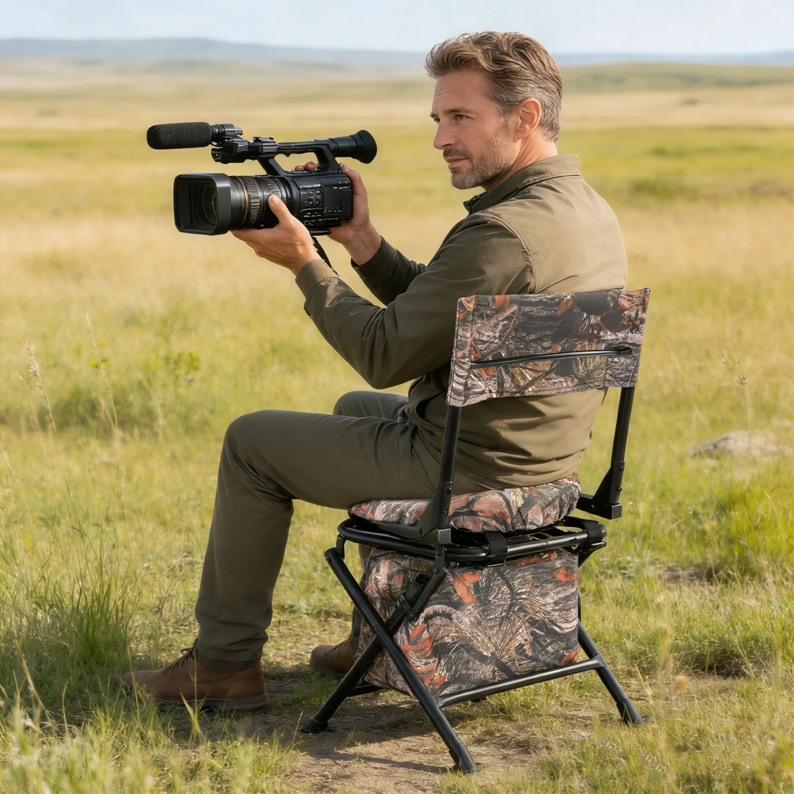 

Swivel Hunting Chair Outdoor Camping Chair Hunting Chair for Deer and Duck Hunting Outdoor Activities Camping Wildlife Observation Fishing