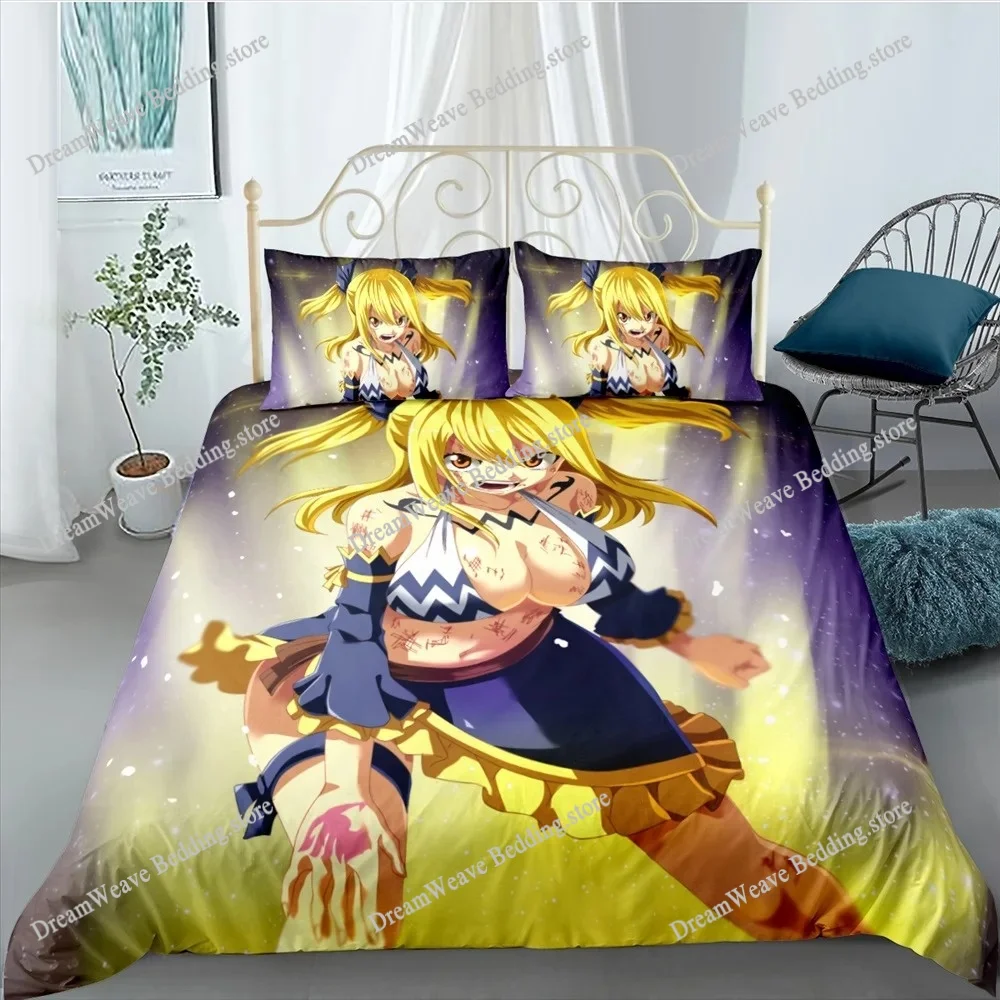 

Anime Fairy Tail Bedding Set Bed Duvet Cover Set Single Double Bed Queen Size Adult Kid's Bedroom Quilt Cover Luxury Gift