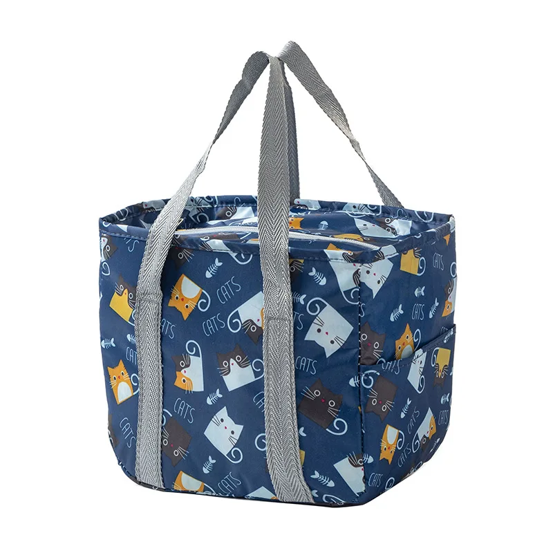 マルチカラースクエアランチバッグ防水防汚大容量断熱バッグかわいいとポータブル学生弁当バッグ