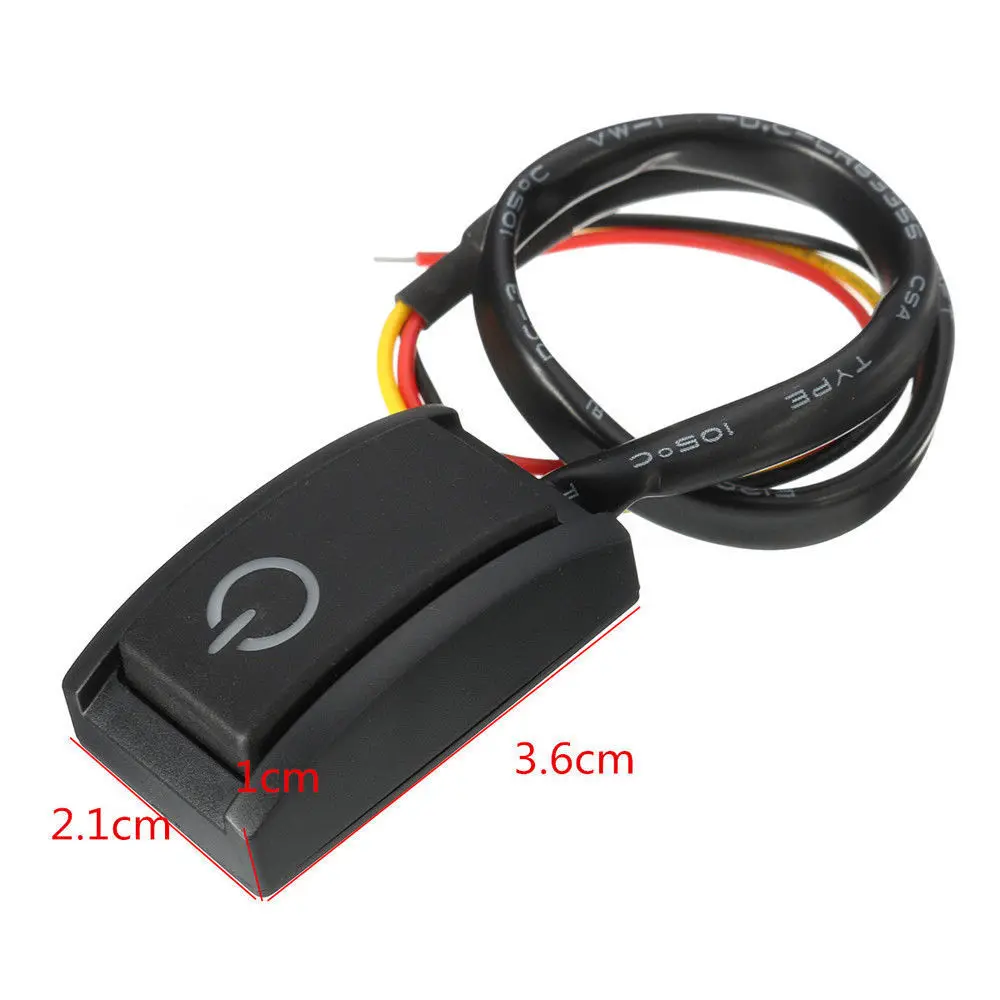 Car Push Button Latching Turn ON/OFF Switch, DC12V 200mA 2 4W LED Light, Durable And Reliable Easy Installation