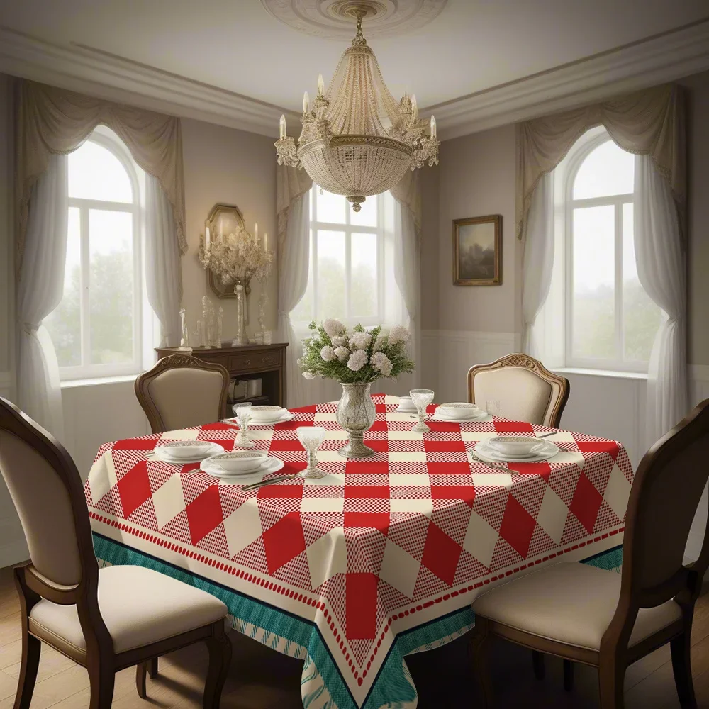 JIT1PC Red Graceful Patterned Square Tablecloth Suitable for Dining Parties and Outdoor Eventsyzb
