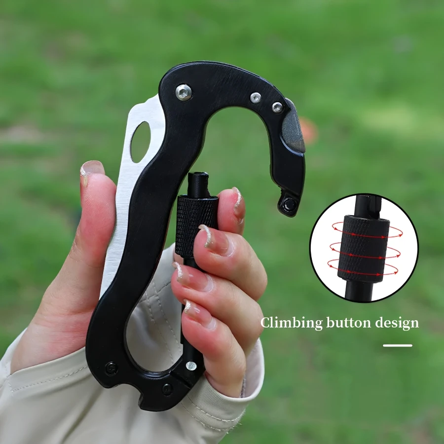 1pcs Multi Tool Carabiners 5-in-1 Multi Tools Climbing Carabiner Safety Defense Personal Tactical Knife EDC Gear for Camping