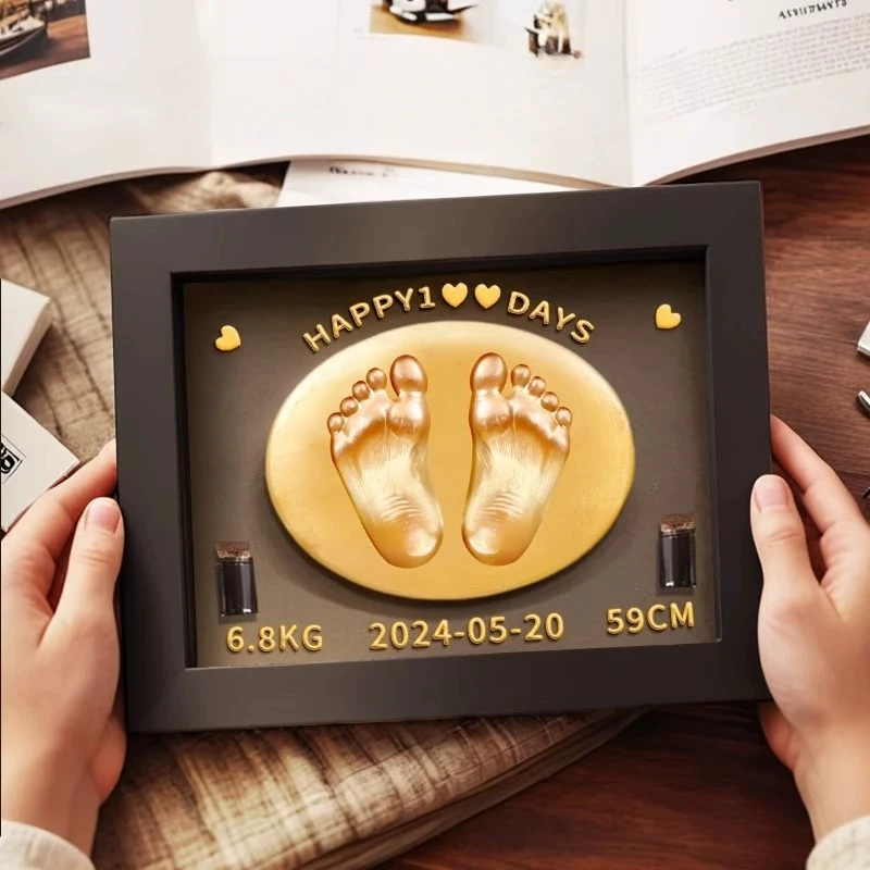 8-inch Baby Full Month 100 Days Hands Feet Prints Placid Fetal Hair Umbilical Cord Newborn Baby Souvenir Photo Frame