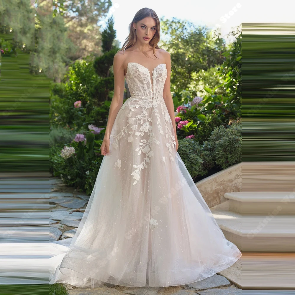 

Elegant A-Line Women Wedding Dresses Sexy Backless Sleeveless Bridal Gowns Formal Party Princess Vestidos De Novias Customized