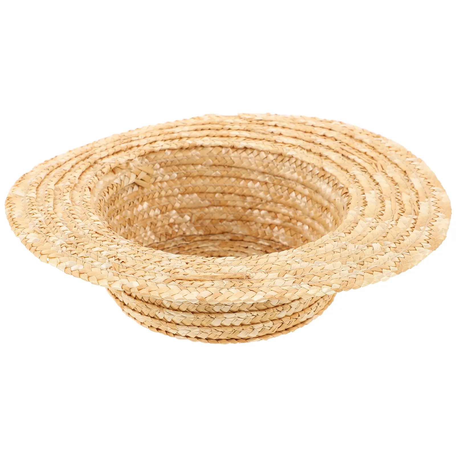Mini Chapéu de Palha Trançado com 7cm de Diâmetro Interno para Decoração de Artesanato DIY, Adereço Fotográfico, Ornamento de Micro Paisagem, Decoração de Mini Casa, Adorável