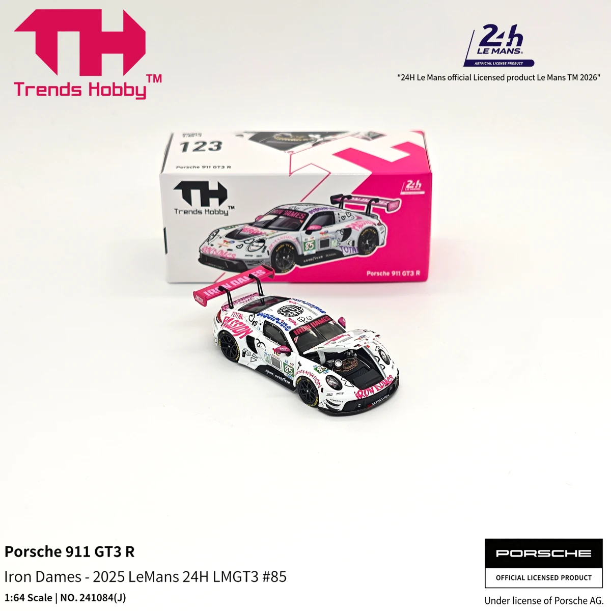 In Stock Trends Hobby 1:64 241084(J) 911 GT3 R Iron Dames 2025 Le Mans 24H LMGT3 #85 Diecast Car Model Licensed Racing Livery