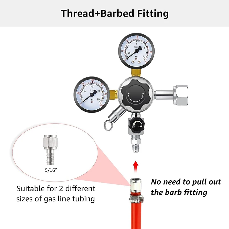 CGA-320 Keg Regulator, Detachable Output Threaded Valve,0-60 PSI Homebrew Co2 Regulator for Carbonated Beer