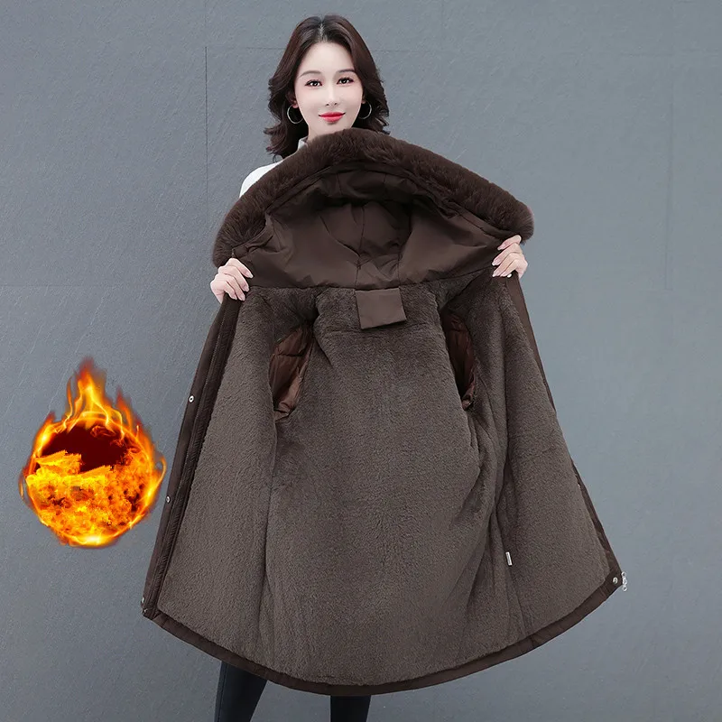 

New Casual Fashion Thickened Warm Detachable Sleeve Coat Women'S Autumn Winter Windproof Hooded And Waist Cinched Cotton Jacket