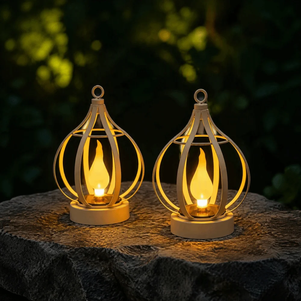 Decoration Metal Solar Lamp Waterproof Decorative Flame Lamp Atmospheric Solar Powered Lantern Outdoor