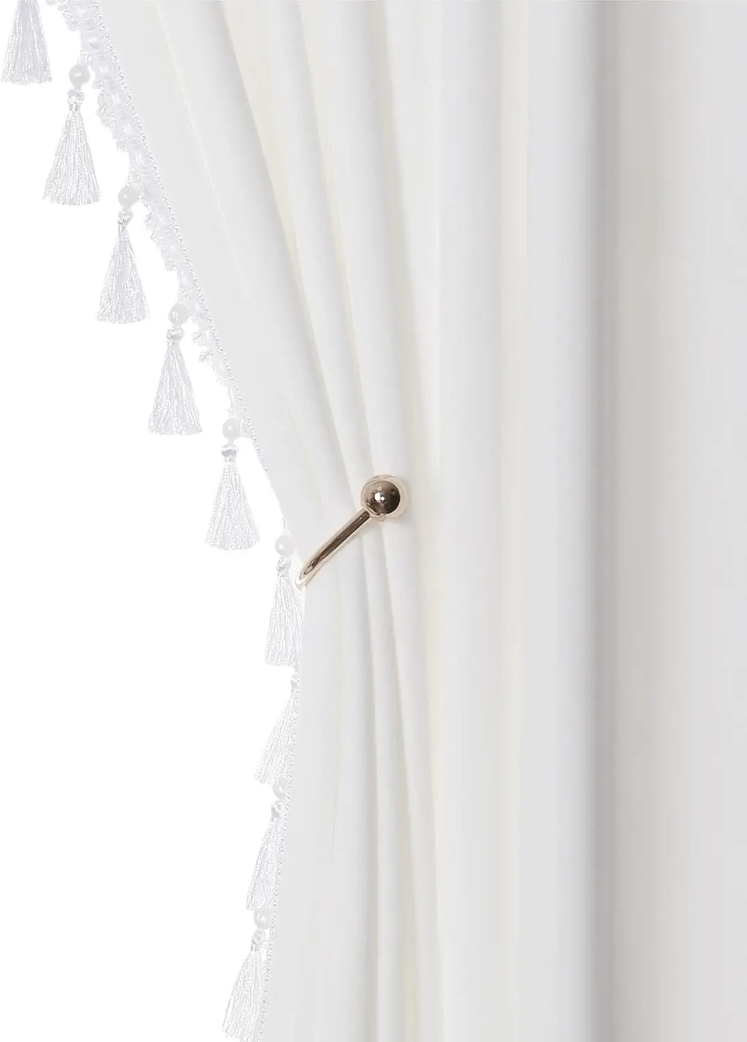 

Fazhesici White Blackout Velvet Curtains 90 Inches Long Windows Rod Pocket Drapes With Tassels Soundproof Thermal Curtains For