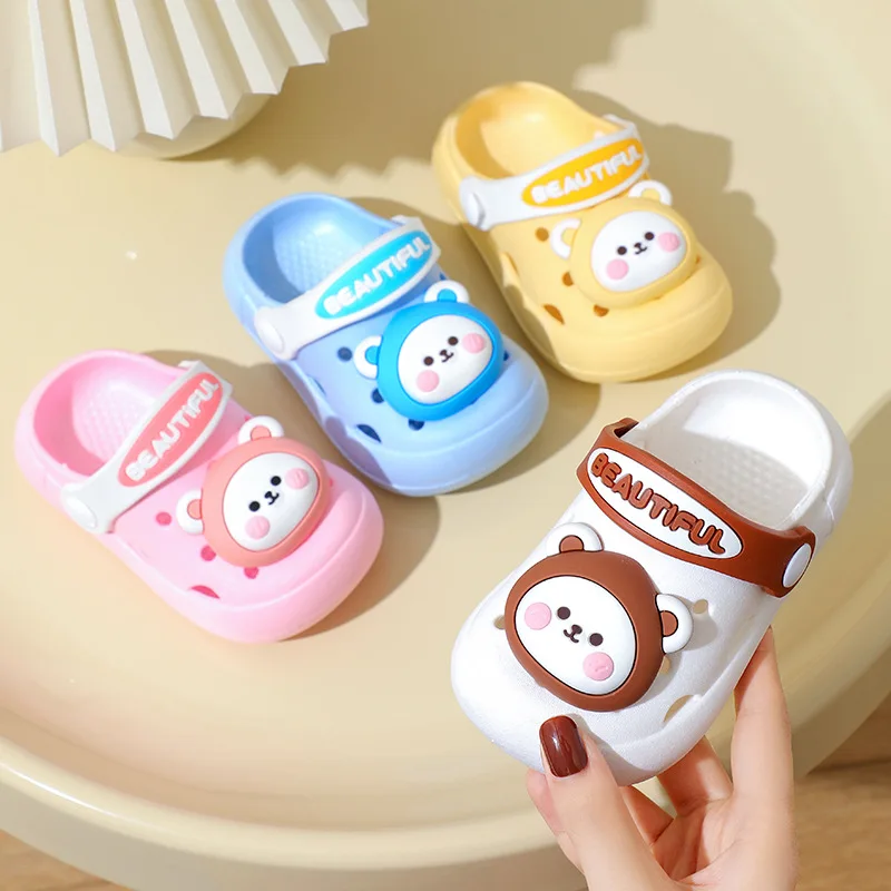

Kids'Sandals Cartoon PVC Summer Beach Shoes Macaron Color For Children Breathable Soft Bottom White Yellow Shoes Size 21-32