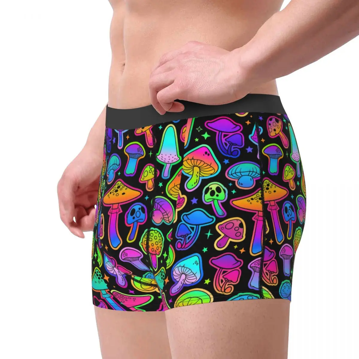 Men\'s Psychedelic Magic Underwear Mushrooms Funny Boxer Briefs Shorts Panties Male Breathable Underpants S-XXL