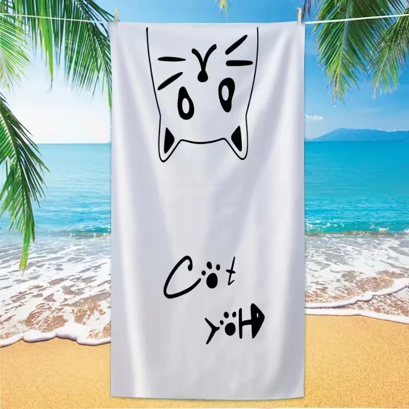 Cute Cartoon Hippopotamus Beach Towel Minimal Simple Animal Graphic Absorbent Quick Dry Soft Towel for Beach Swimming Pool