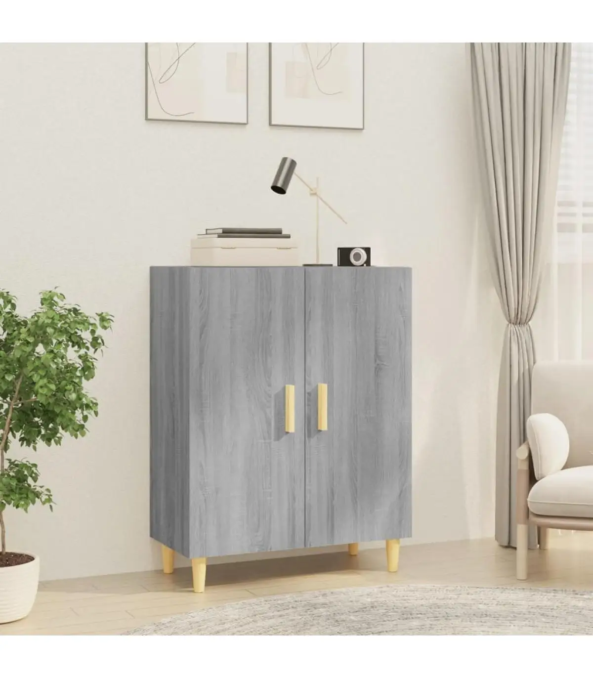 Sonoma gray plywood sideboard 70x34x90 cm