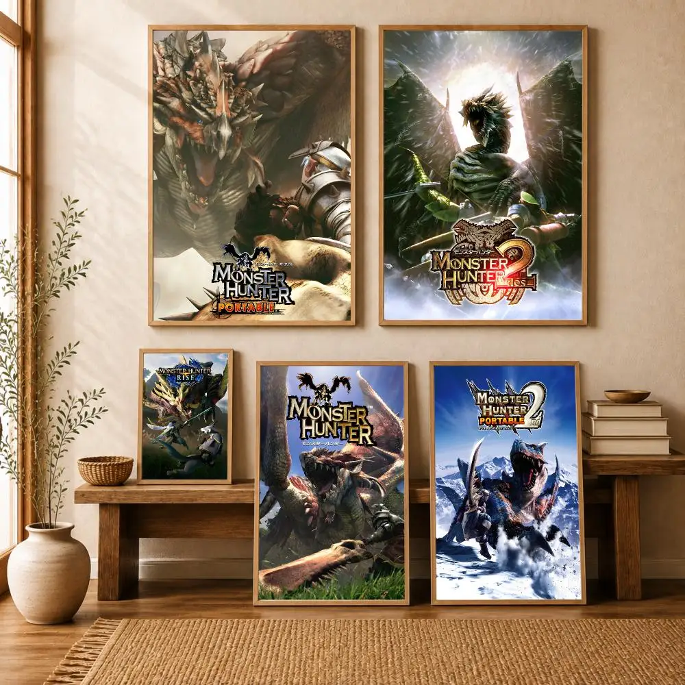 Game M-Monster hunter Wild Adventurous Poster Modern Home Living Bedroom Bar Hallway Waterproof Wall Art Aesthetic Decor