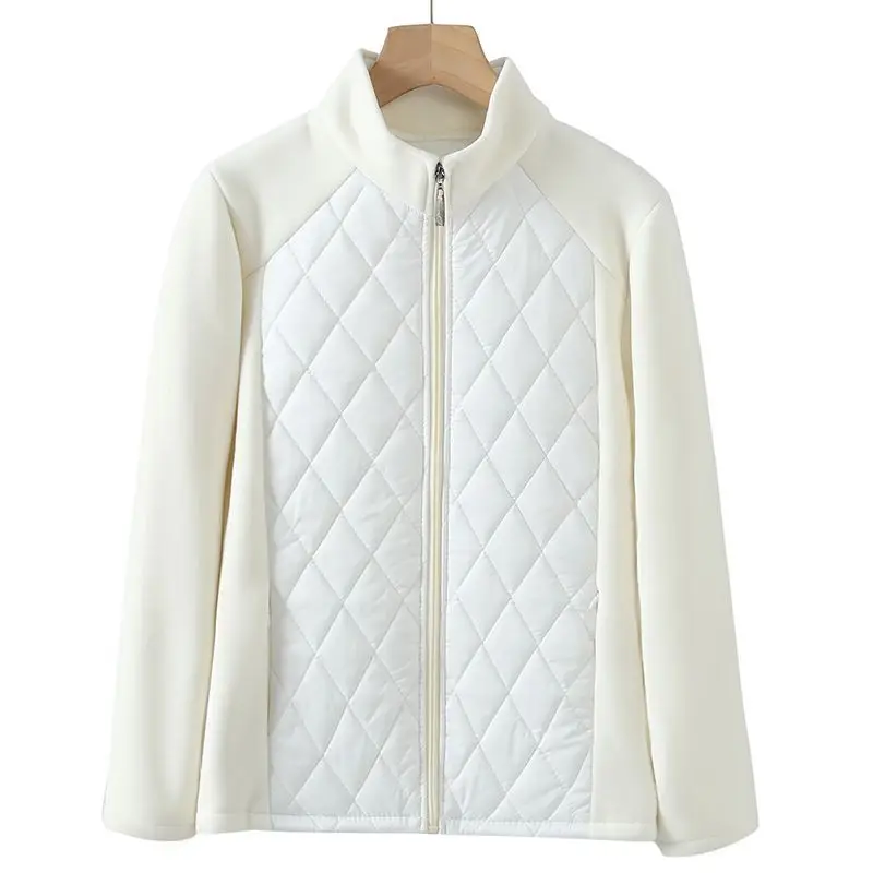Women's Coats Cotton-Padded Quilted Patchwork Fleece Windproof Lightweight Zip-up Sweatshirt Pockets Sports Autumn Winter Jacket