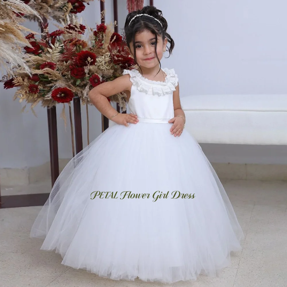 

Petal O Neck Girls Princess Dress with Ruffles Fluffy Princess Girl Dress Lace Up Back Kids Birthday Wedding DressCustomized