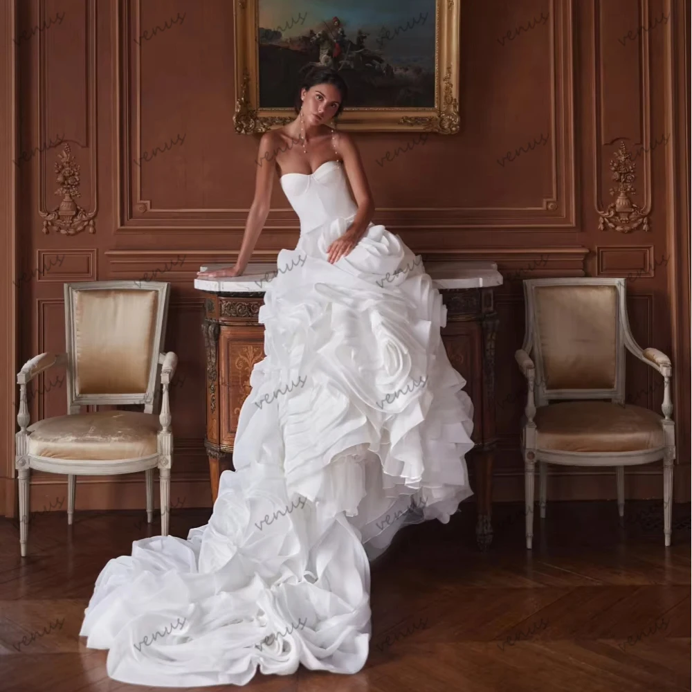 Modern Wedding Dresses Gorgeous Bridal Gowns Lace Tiered Robes Sexy Strapless Backless Pretty Vestidos De Novia Customized 2026