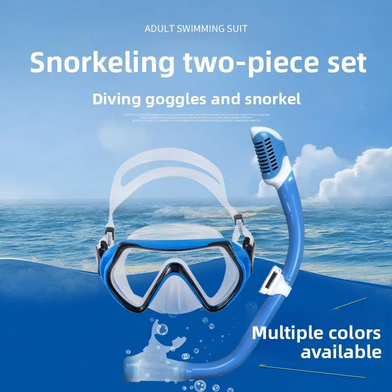 

Kids Snorkel Set 2-Piece - Anti-Fog Diving Mask & Dry Top Snorkel, Children's Swimming Gear with Adjustable Strap, Blue/Pink