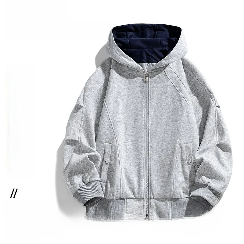 

L9XL New 2026 Men's Hooded Zipper Sweatshirt Oversized American College Style High Street Trend Loose Long Open Cardigan
